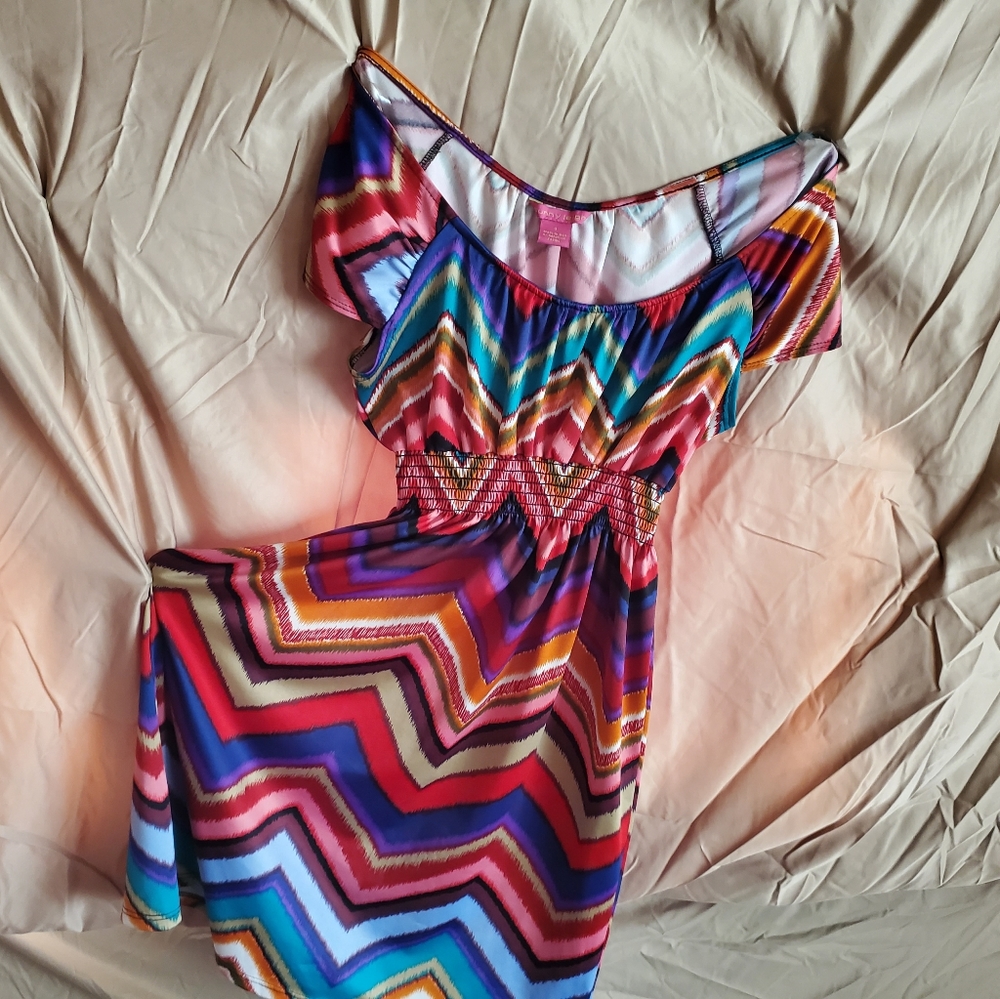 Sunny Leigh Chevron red colorful dress
